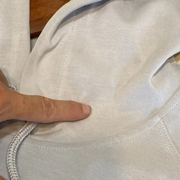 Athleta Seasoft Bubble Hem Hoodie in light blue gray Size L - Picture 15 of 16